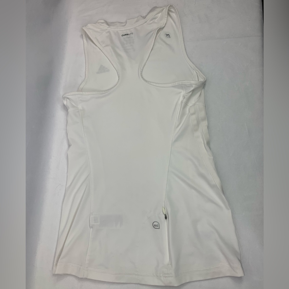 Adidas Clima Lite Sleeveless Razorback White on White Zip Key Pocket Size S - Picture 2 of 11